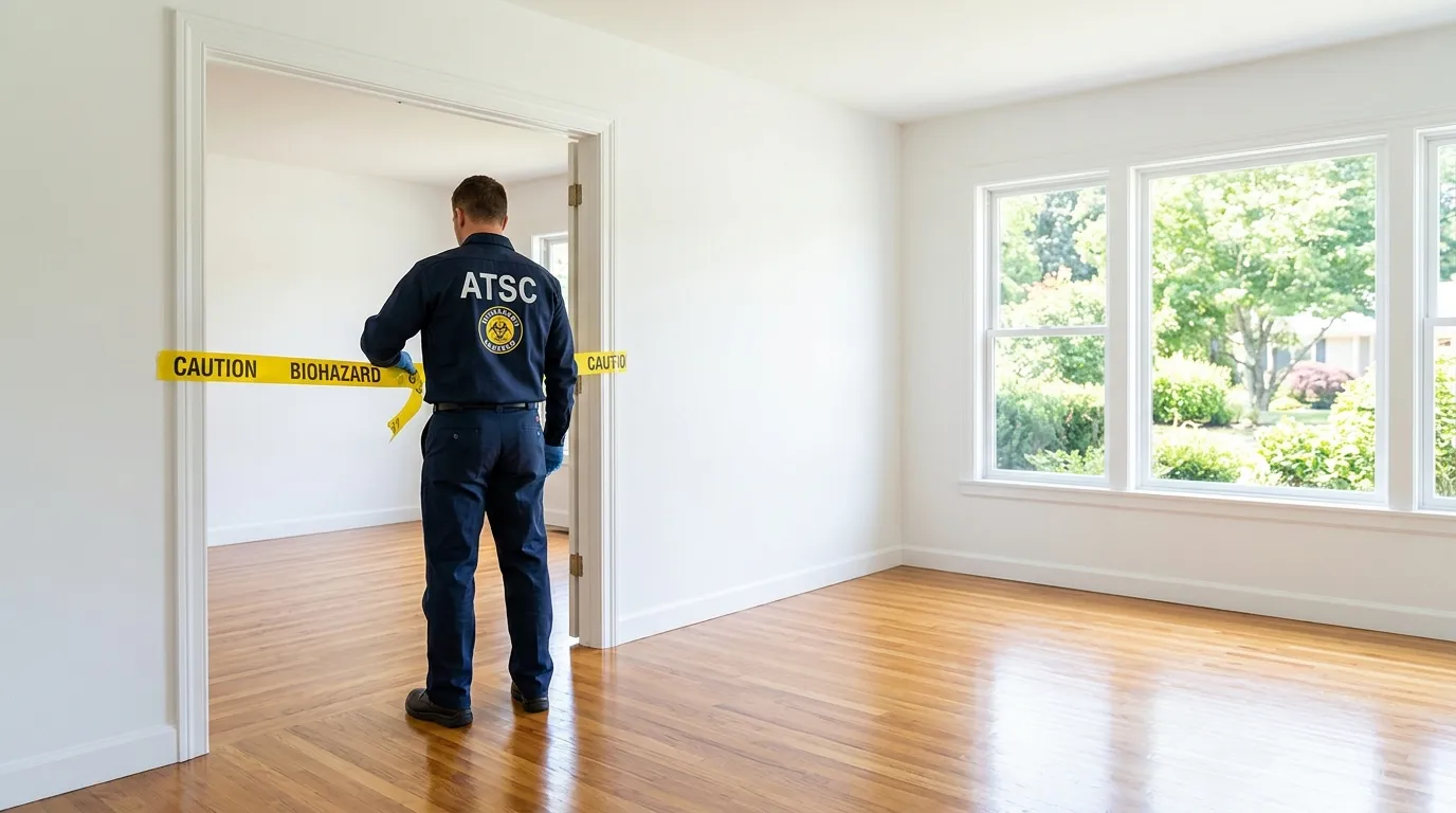 Certified biohazard cleanup crew performing Trauma Scene Cleanup in Menasha